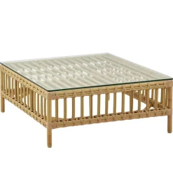 Sika-Design Maggie Exterior pouf module, glass top, natural - white cushion