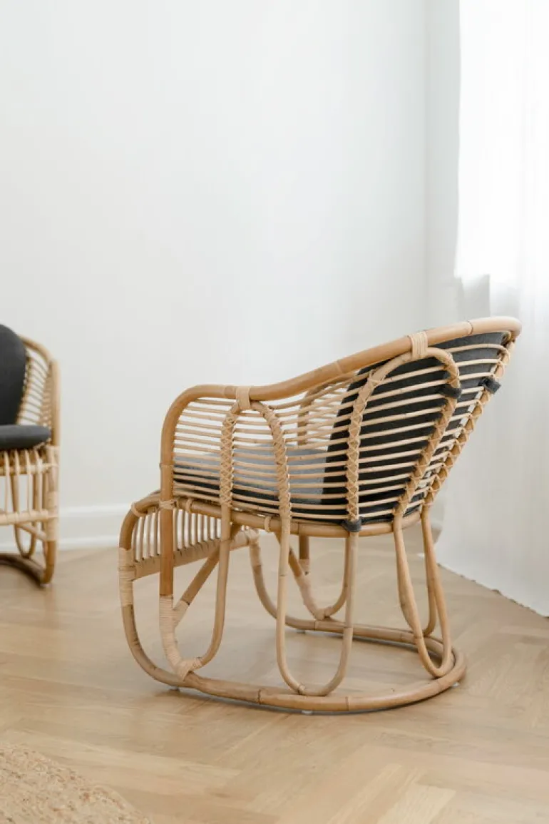 Sika-Design Swing lounge chair, natural rattan - dark grey