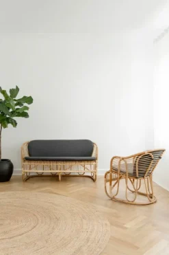 Sika-Design Swing 2-seater sofa, natural rattan - dark grey