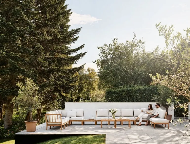 Skagerak Tradition corner module, teak - light sand