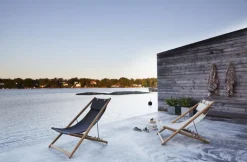 Skargaarden H55 easy chair, teak - black Agora