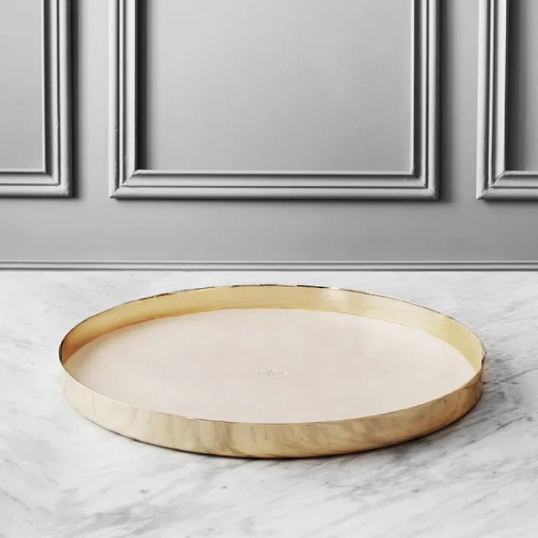 Skultuna Karui tray, L, ivory white leather