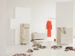 String Furniture Relief chest of drawers with legs, low, beige