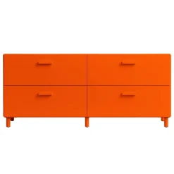 String Furniture Relief chest of drawers with legs, low, orange