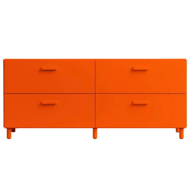 String Furniture Relief chest of drawers with legs, low, orange