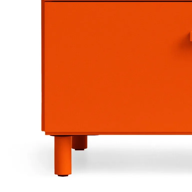 String Furniture Relief chest of drawers with legs, low, orange