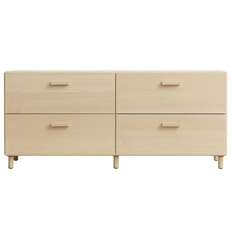 String Furniture Relief chest of drawers with legs, low, ash
