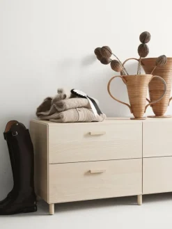 String Furniture Relief chest of drawers with legs, low, ash