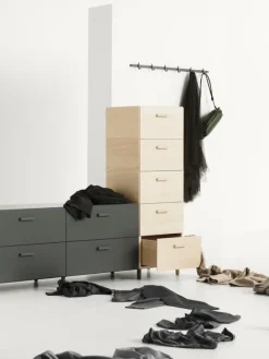 String Furniture Relief chest of drawers with legs, low, grey