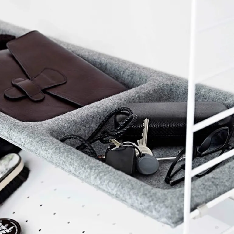 String Furniture String bowl shelf, felt, light grey