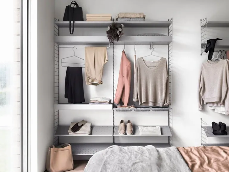 String Furniture String bowl shelf, felt, light grey