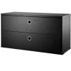 String Furniture String chest with 2 drawers, 78 x 30 cm, black stained ash