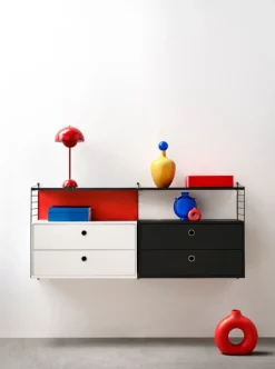 String Furniture String chest with 2 drawers, 78 x 30 cm, black stained ash