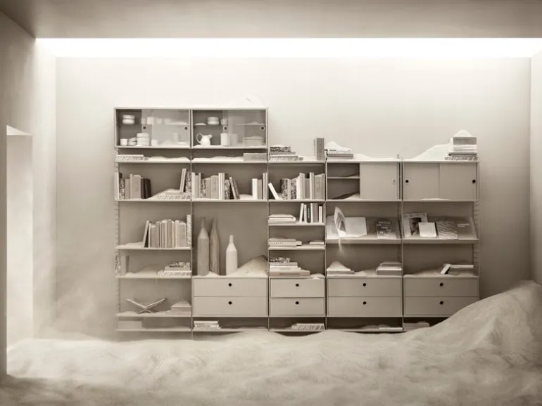 String Furniture String chest with 2 drawers, 58 x 30 cm, beige