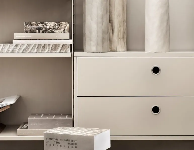 String Furniture String chest with 2 drawers, 58 x 30 cm, beige