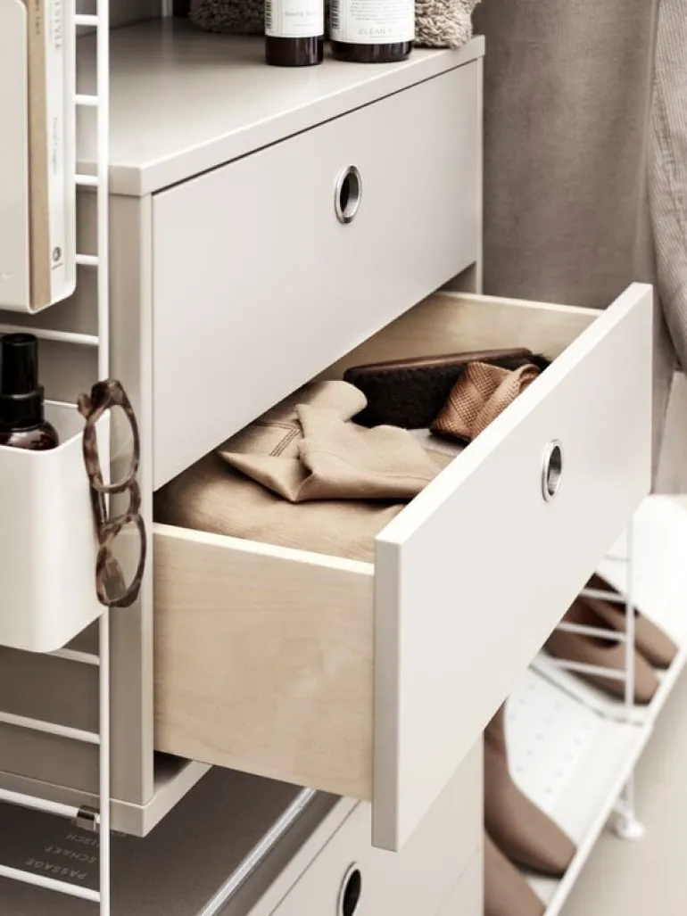 String Furniture String chest with 2 drawers, 58 x 30 cm, beige