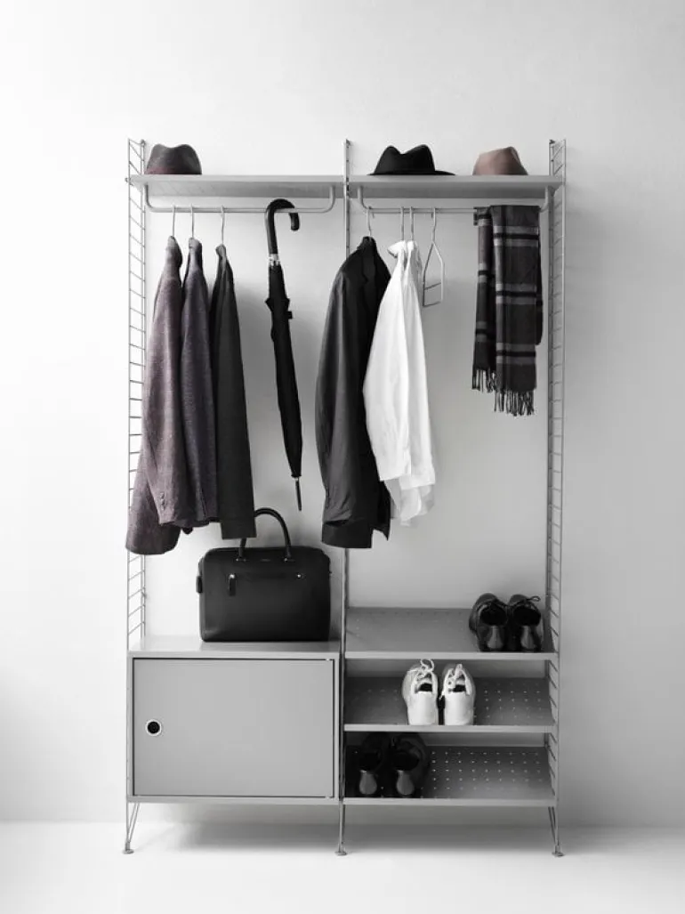 String Furniture String cabinet with swing door, 58 x 30 cm, grey