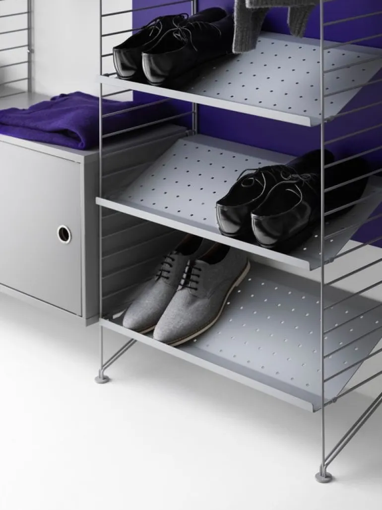 String Furniture String cabinet with swing door, 58 x 30 cm, grey