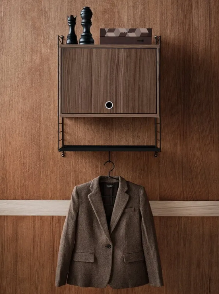 String Furniture String cabinet with flip door, 58 x 30 cm, walnut