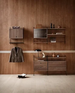 String Furniture String cabinet with flip door, 58 x 30 cm, walnut