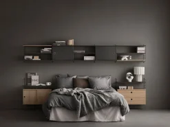 String Furniture String cabinet with swing door, 58 x 30 cm, dark grey