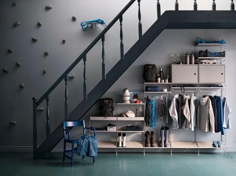 String Furniture String cabinet with swing door, 58 x 30 cm, beige