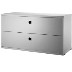 String Furniture String chest with 2 drawers, 78 x 30 cm, grey