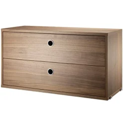 String Furniture String chest with 2 drawers, 78 x 30 cm, walnut