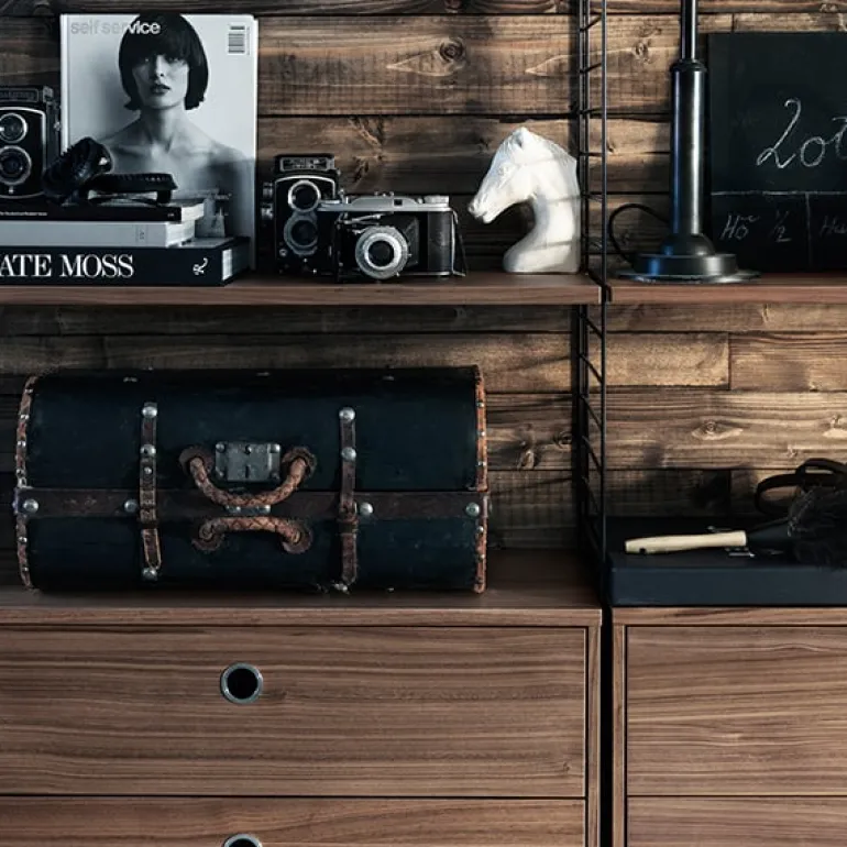 String Furniture String chest with 2 drawers, 78 x 30 cm, walnut