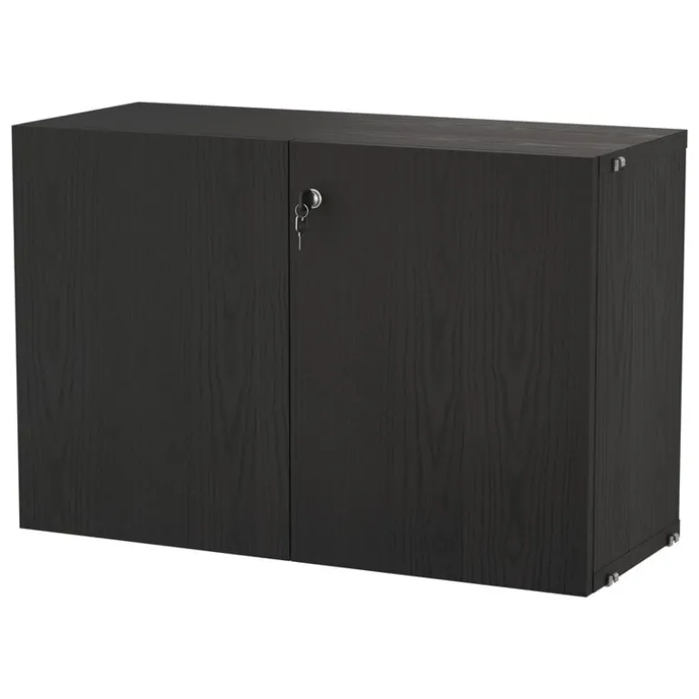 String Furniture String cabinet with lock, 78 x 32 x 52 cm, black stained ash