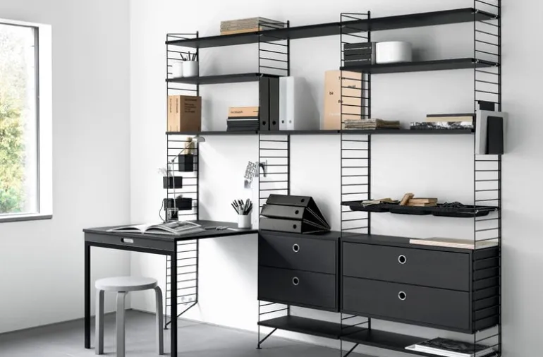 String Furniture String chest with 2 drawers, 58 x 30 cm, grey