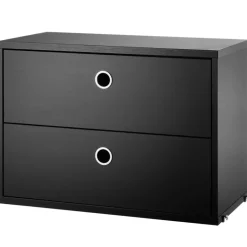 String Furniture String chest with 2 drawers, 58 x 30 cm, black stained ash
