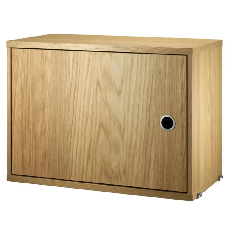 String Furniture String cabinet with swing door, 58 x 30 cm, oak