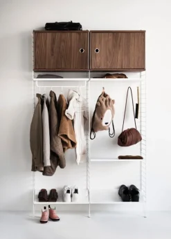 String Furniture String cabinet with swing door, 58 x 30 cm, walnut