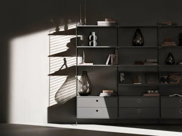 String Furniture String chest with 2 drawers, 58 x 30 cm, dark grey