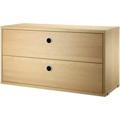 String Furniture String chest with 2 drawers, 78 x 30 cm, oak