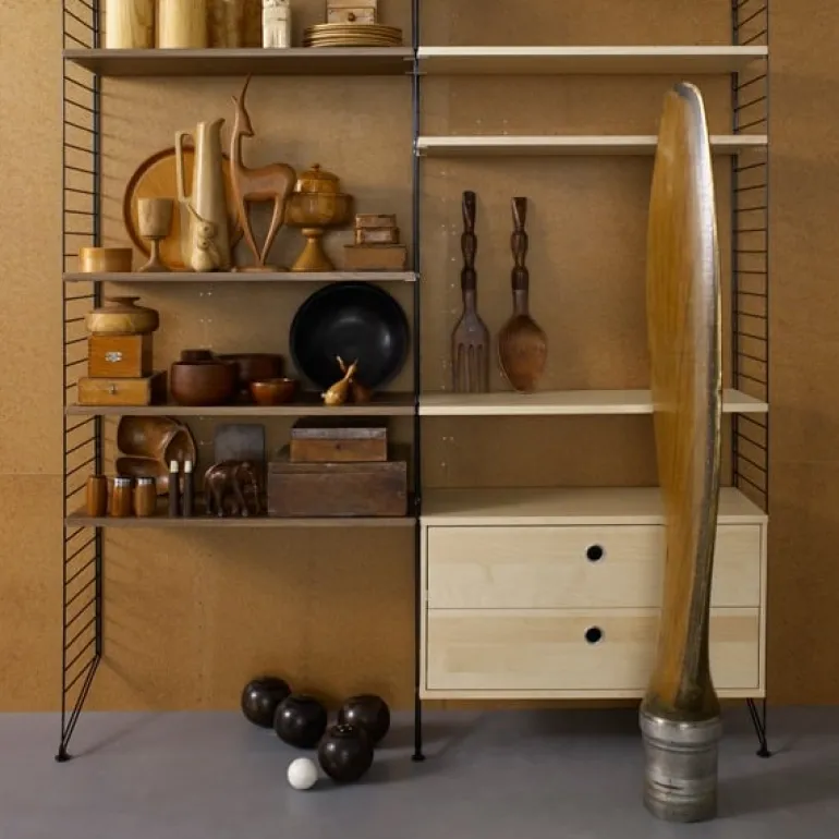 String Furniture String chest with 2 drawers, 78 x 30 cm, oak