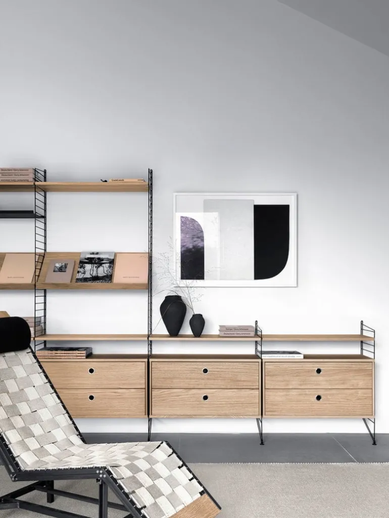 String Furniture String chest with 2 drawers, 78 x 30 cm, oak