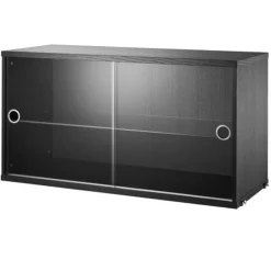String Furniture String display cabinet w/ sliding glass doors,78x30cm, black ash
