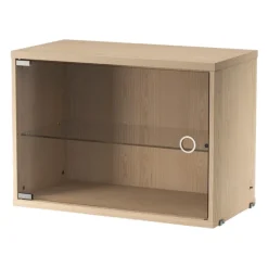 String Furniture String display cabinet with swing glass door, 58 x 30 cm, ash