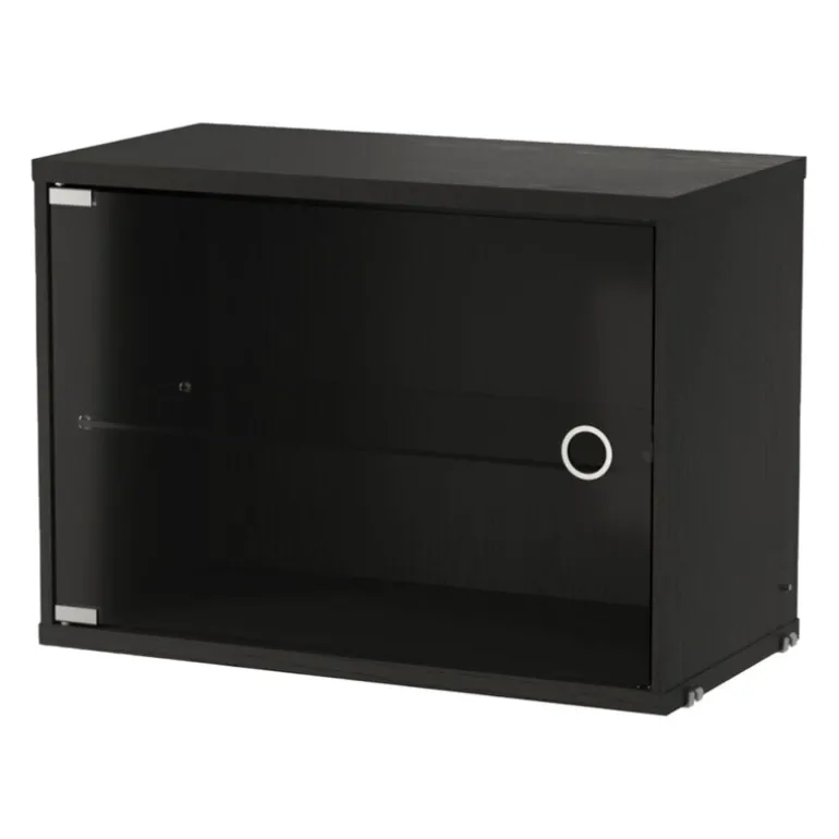 String Furniture String display cabinet w/ swing glass door, 58x30 cm, black ash