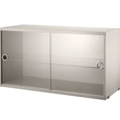String Furniture String display cabinet w/ sliding glass doors, 78 x 30 cm, beige
