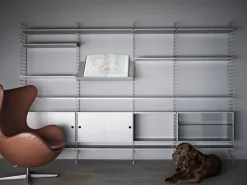 String Furniture String display cabinet w/ sliding glass doors, 78 x 30 cm, white