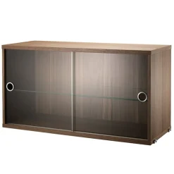 String Furniture String display cabinet w/ sliding glass doors, 78x30 cm, walnut