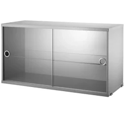 String Furniture String display cabinet w/ sliding glass doors, 78 x 30 cm, grey