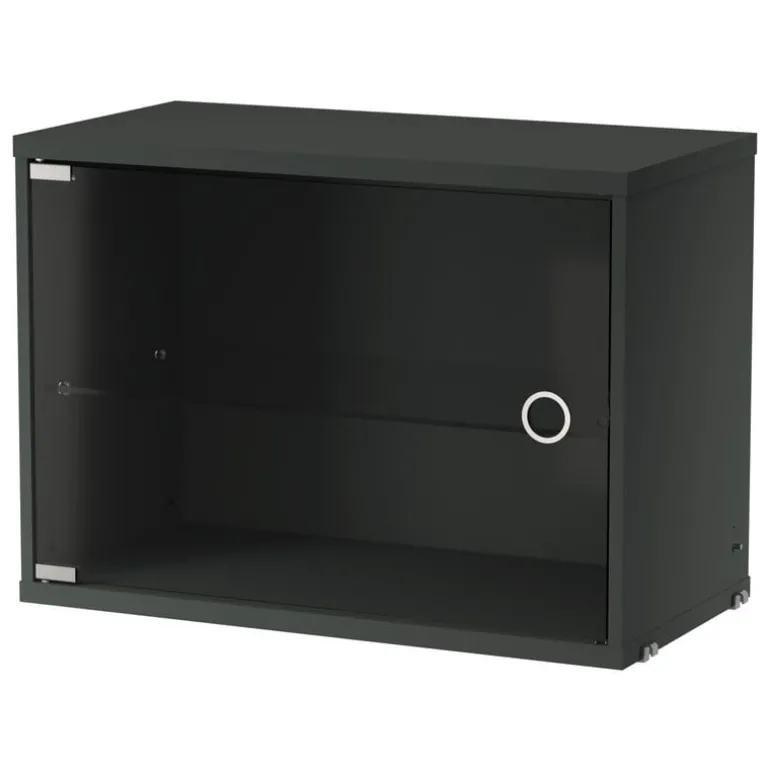 String Furniture String display cabinet with swing glass door, 58 x 30 cm, dark grey