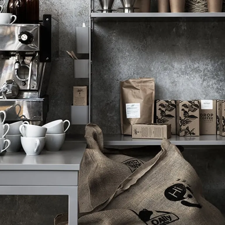 String Furniture String folding table, black stained ash