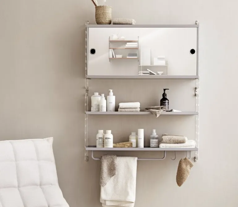 String Furniture String hooks for metal shelf, 5-pack, grey