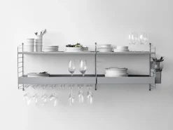 String Furniture String metal shelf, 78 x 30 cm, low, grey