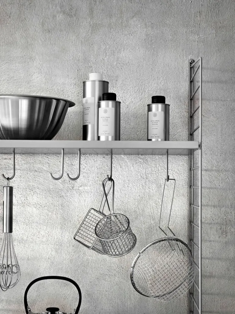 String Furniture String metal shelf, 78 x 30 cm, low, grey